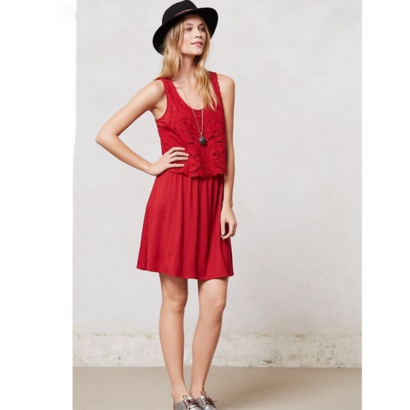 Anthropologie Dresses & Skirts - Anthropologie Lilka Geranium Crochet Dress L